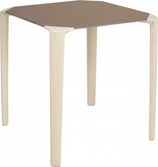 Mesa Ezpeleta apilable Sand Blancos Taupe Polipropileno 70x70-one