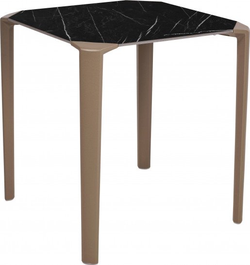 Mesa Ezpeleta apilable Taupe Marrones black marble Polipropileno 70x70-one