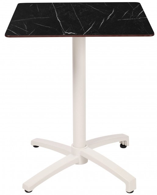 Mesa Ezpeleta abatible white Blancos black marble Aluminio lacado 60x60