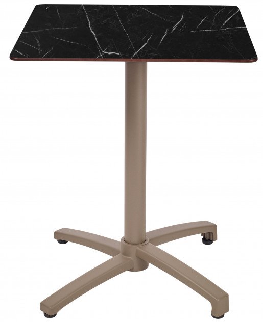 Mesa Ezpeleta abatible Taupe Marrones black marble Aluminio lacado 60x60