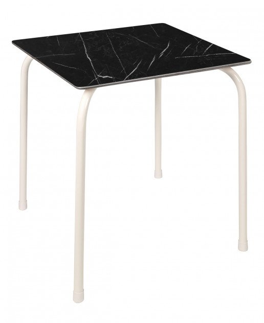 Mesa Ezpeleta apilable white Blancos black marble Acero lacado 70x70