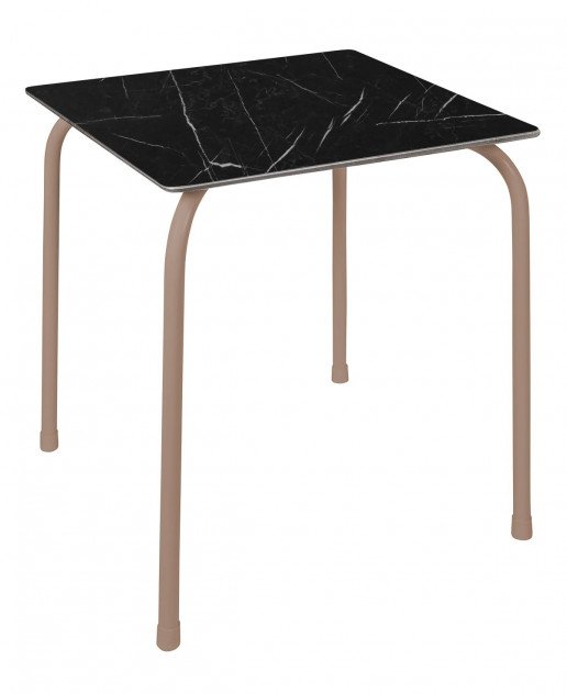 Mesa Ezpeleta apilable Taupe Marrones black marble Acero lacado 70x70