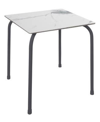 Mesa Ezpeleta apilable anthracite Grises white marble Acero lacado 70x70