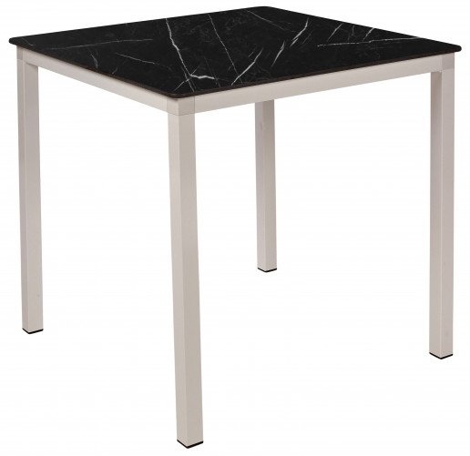 Mesa Ezpeleta apilable white Blancos black marble Aluminio lacado 80x80