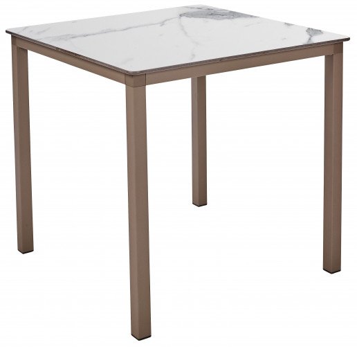 Mesa Ezpeleta apilable Taupe Marrones white marble Aluminio lacado 80x80