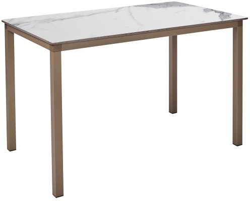 Mesa Ezpeleta apilable Taupe Marrones white marble Aluminio lacado 120x80