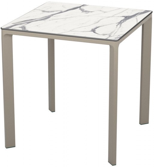 Mesa Ezpeleta apilable Taupe Marrones white marble Aluminio lacado 70x70