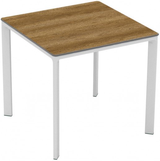 Mesa Ezpeleta apilable white Blancos dark oak Aluminio lacado 80x80