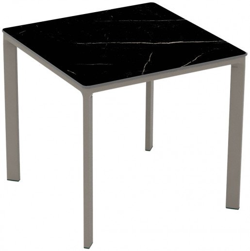 Mesa Ezpeleta apilable Taupe Marrones black marble Aluminio lacado 80x80